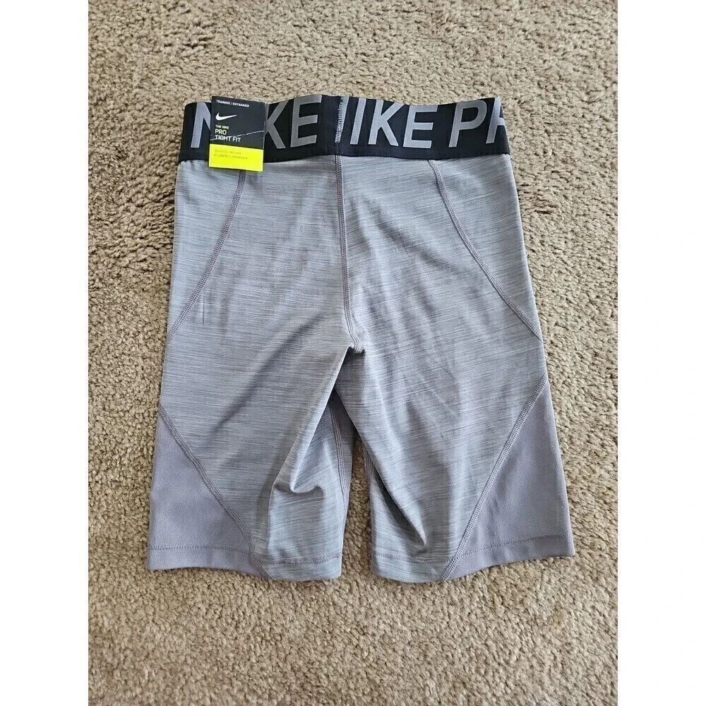 Nike Pro Training Shorts Women's Small 8 Inch Tight Fit Gunsmoke Heather